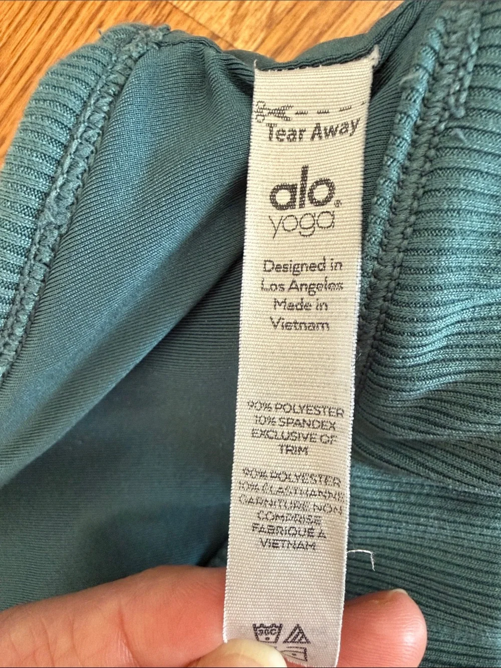 Alo Yoga Ribbed Crossover Sports Bra Teal Blue Size Medium